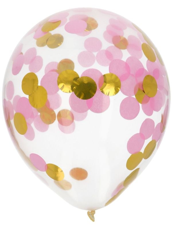 Ballonnen met confetti goud roze