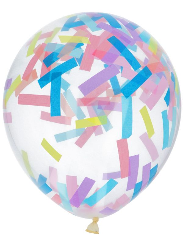 Ballonnen met streepjes confetti pastel