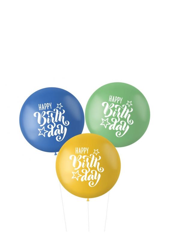 Ballonnen XL happy Birthday groen blauw