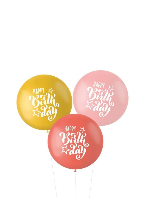 Ballonnen XL happy Birthday roze rood