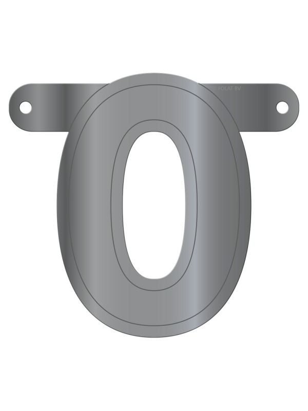 Banner cijfer 0 metallic zilver main product photo