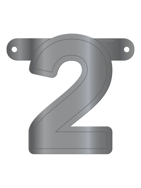 Banner cijfer 2 metallic zilver main product photo