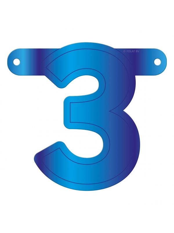 Banner cijfer 3 blauw