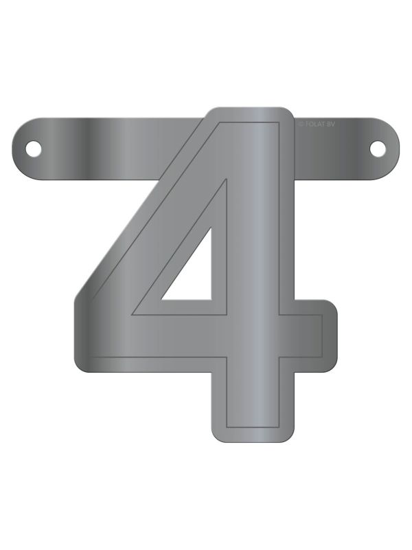 Banner cijfer 4 metallic zilver main product photo