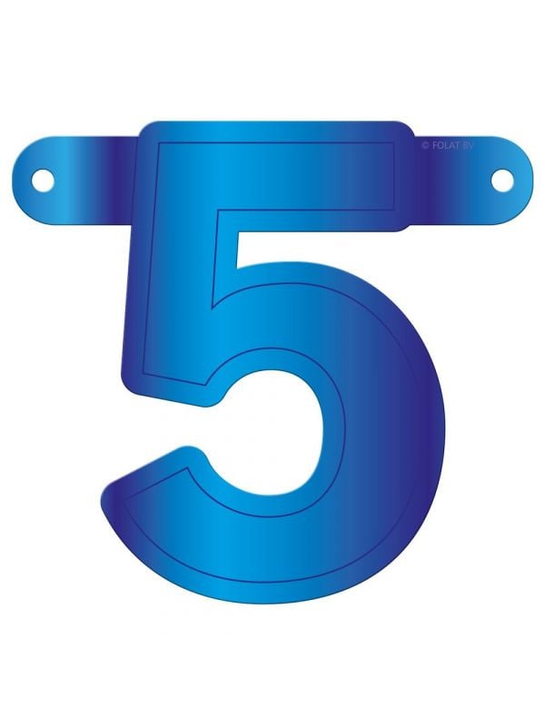 Banner cijfer 5 blauw