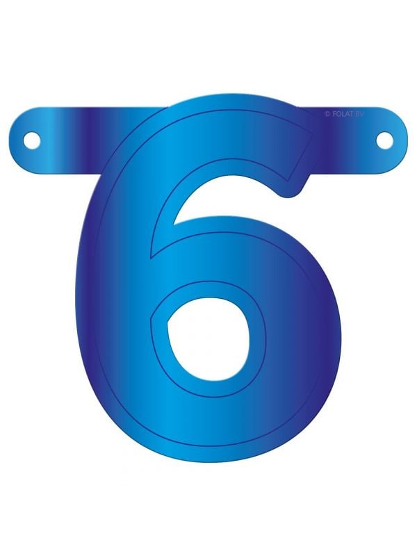 Banner cijfer 6 blauw