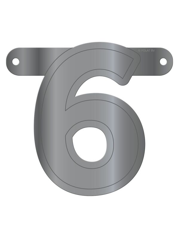 Banner cijfer 6 metallic zilver main product photo