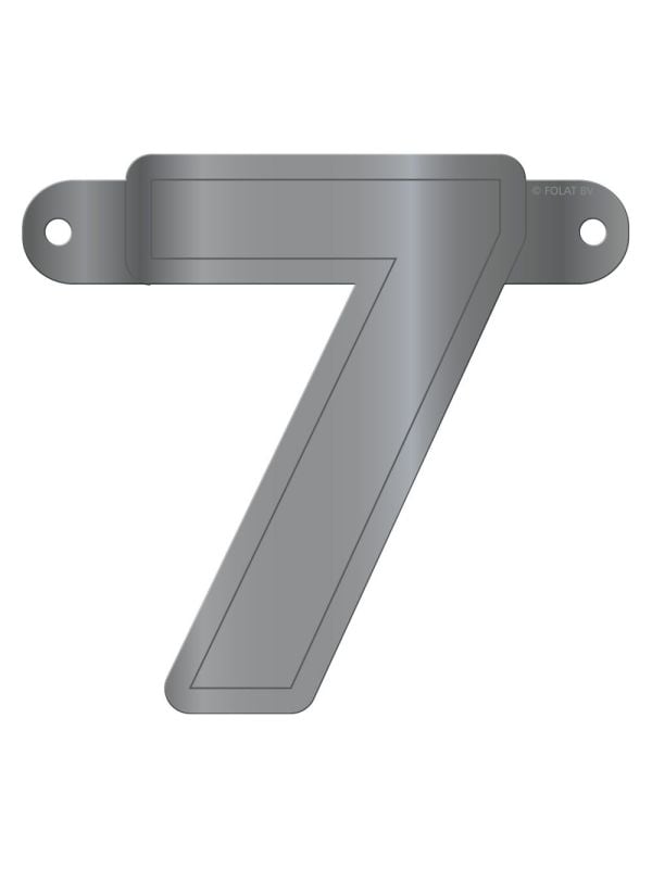 Banner cijfer 7 metallic zilver main product photo