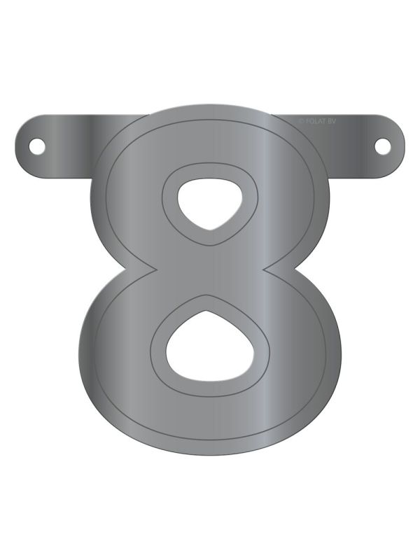 Banner cijfer 8 metallic zilver main product photo