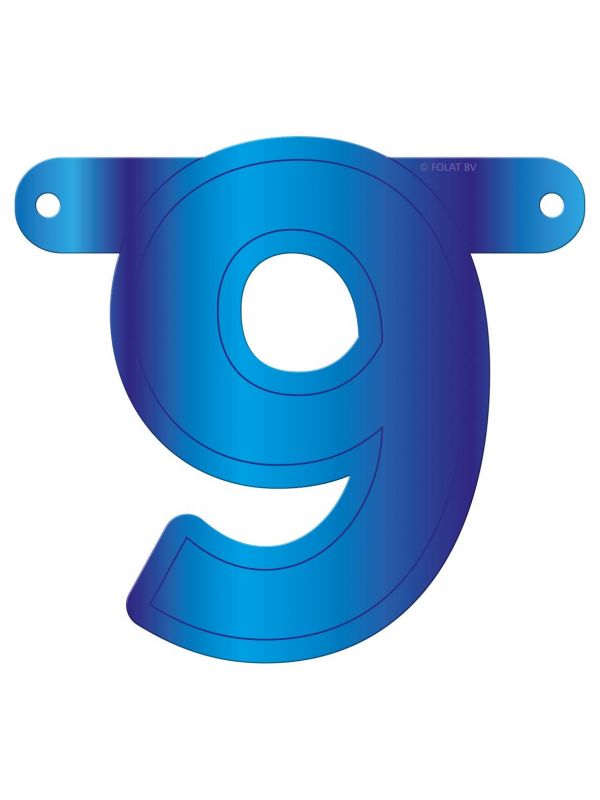 Banner cijfer 9 blauw