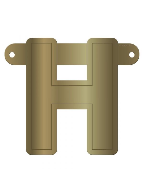 Banner letter H metallic goud