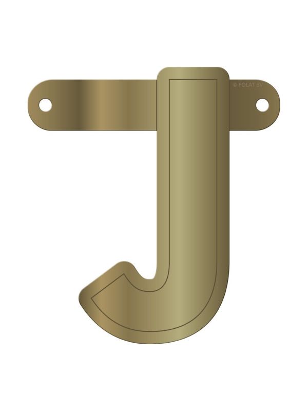 Banner letter j metallic goud