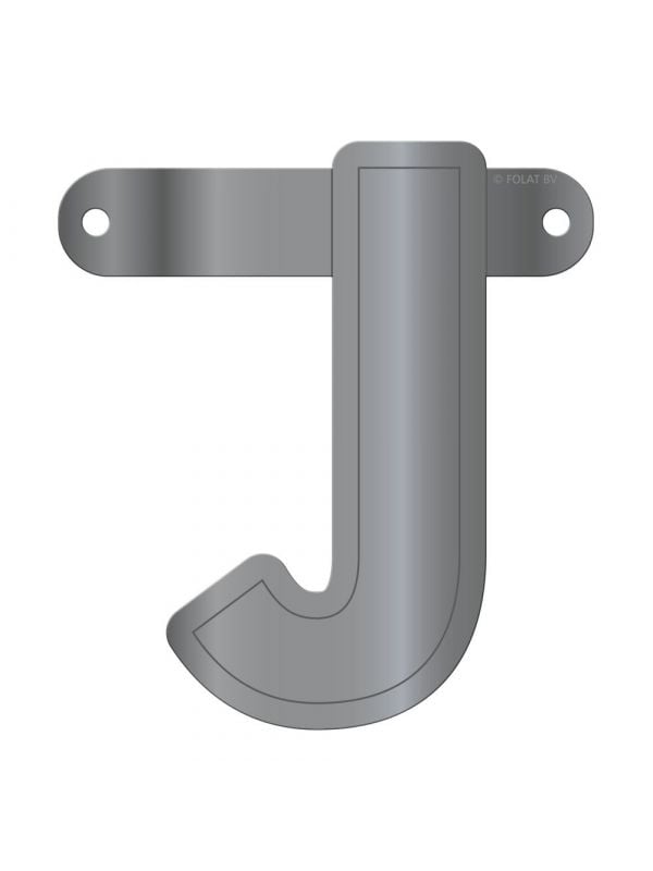 Banner letter J metallic zilver