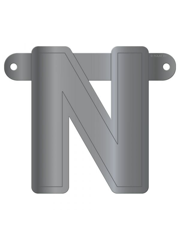 Banner letter N metallic zilver
