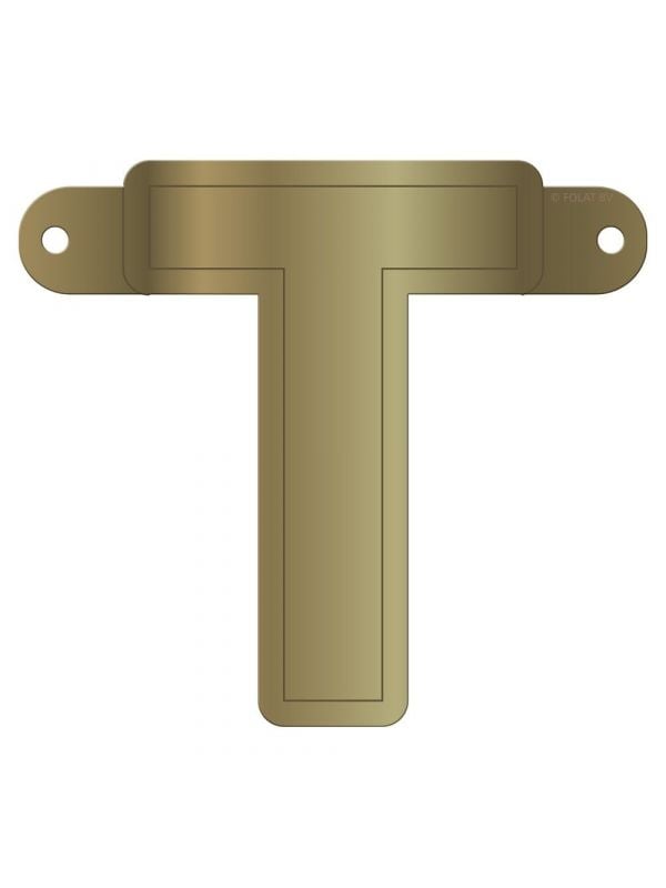 Banner letter T metallic goud