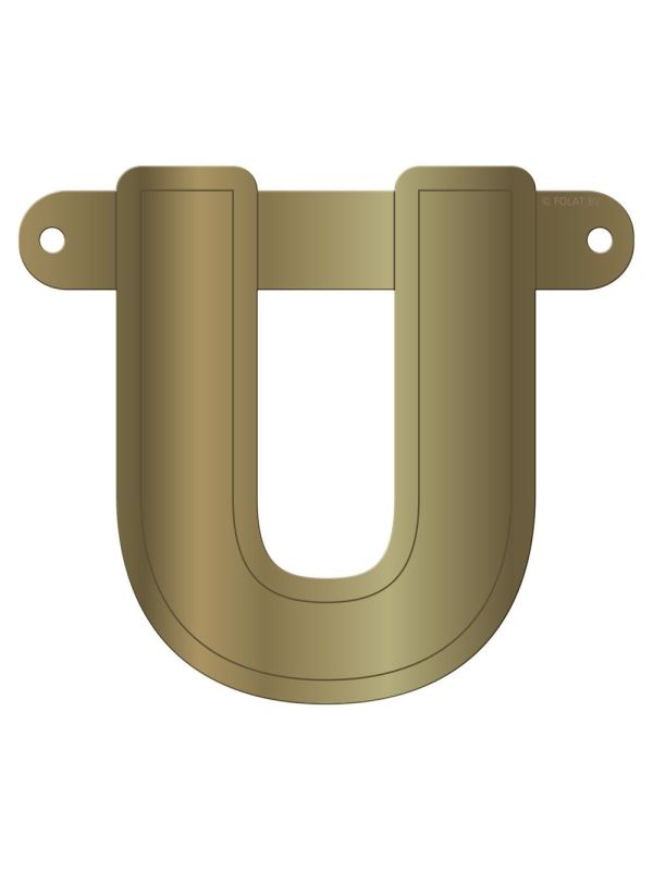 Banner letter U metallic goud