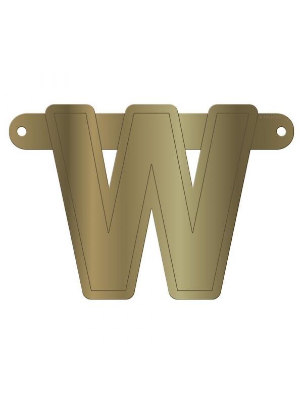 Banner letter W metallic goud