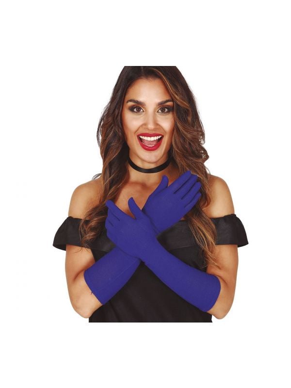 Basic lange handschoenen blauw