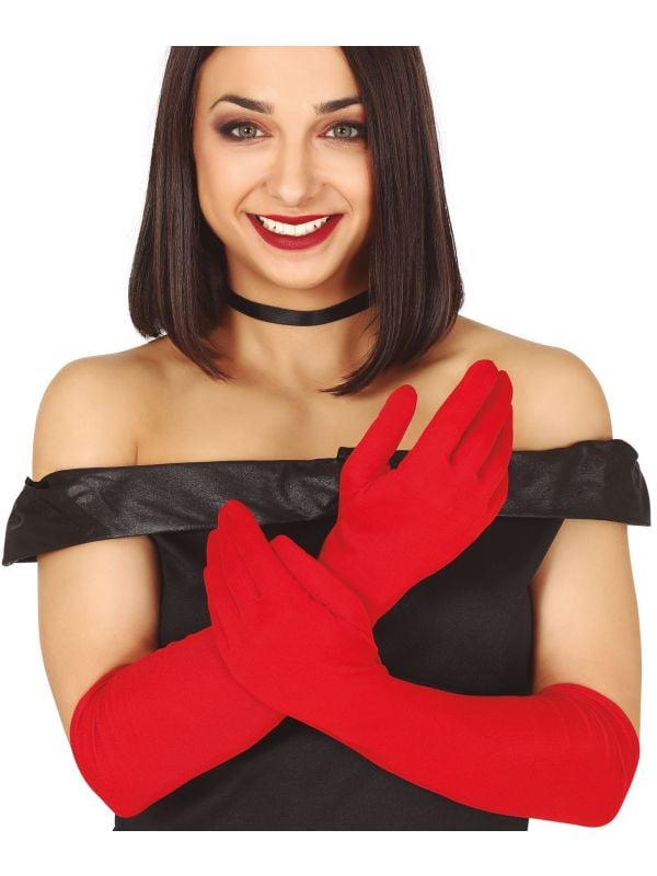 Basic lange handschoenen rood