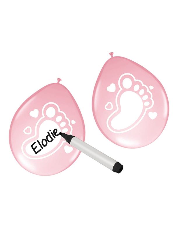 Beschrijfbare ballon baby roze 6 stuks