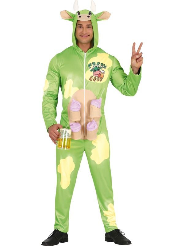 Bier koe onesie groen outfit dames