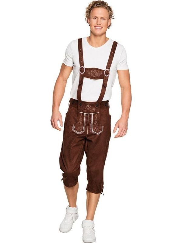 Bierfeest lederhosen bruin lang