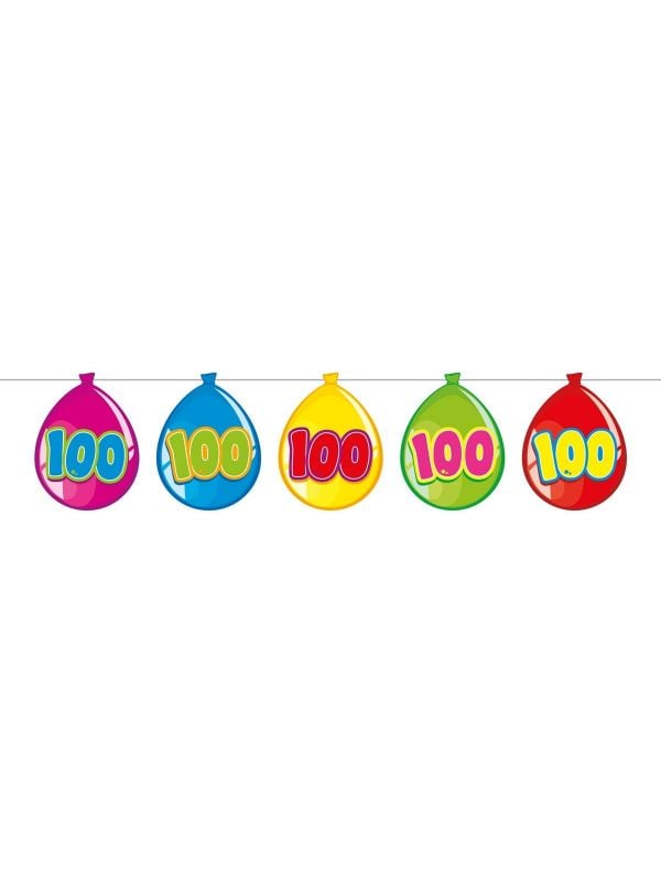 Birthday 100 jaar ballonnen slinger 10 meter
