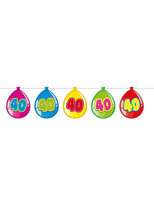 Birthday 40 jaar ballonnen slinger 10 meter