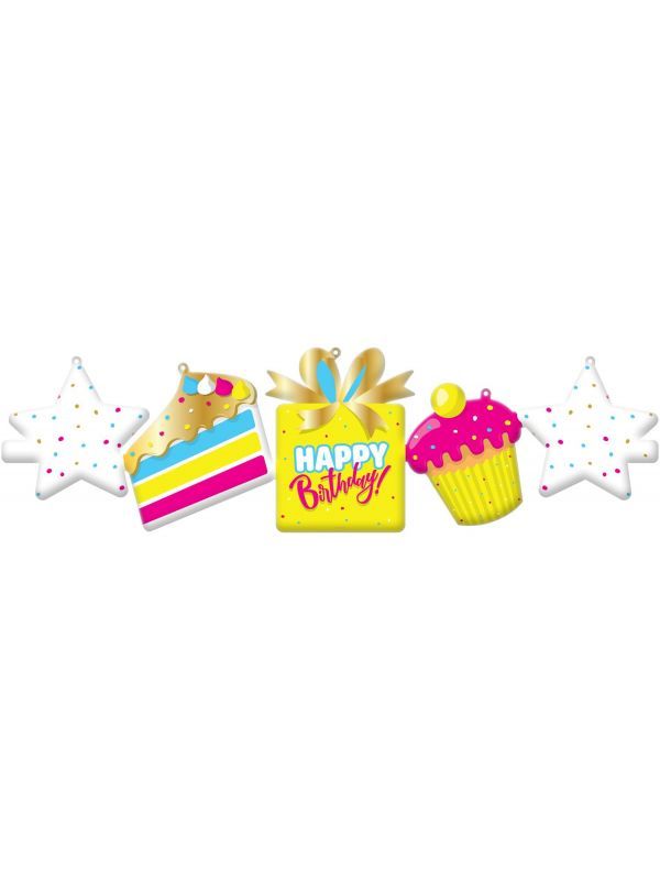 Birthday en cake folieballonnen slinger