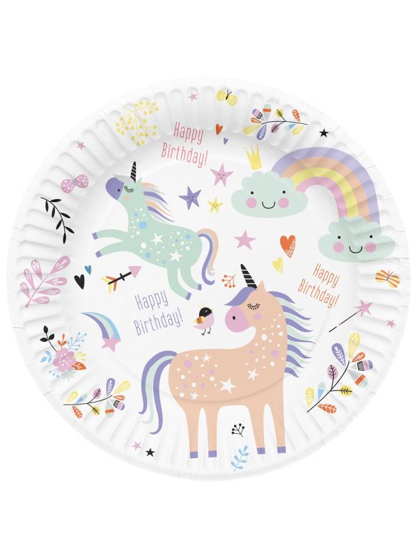 Birthday Unicorn feestbordjes 8 stuks