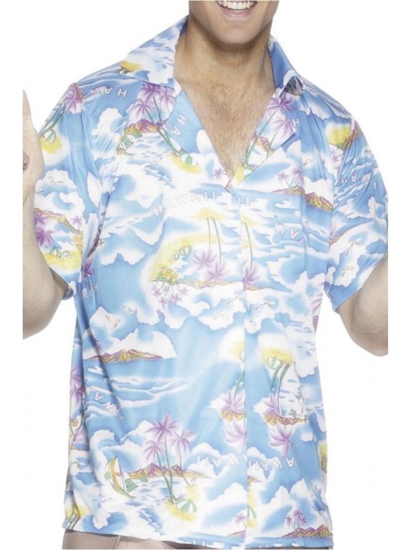 Blauw hawaii heren shirt