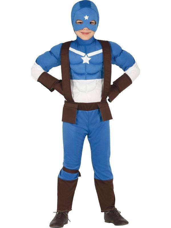 Blauw marvel superheld pak jongens