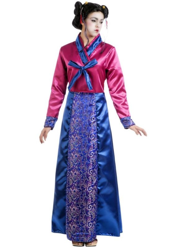 Blauw roze Chinese jurk main product photo
