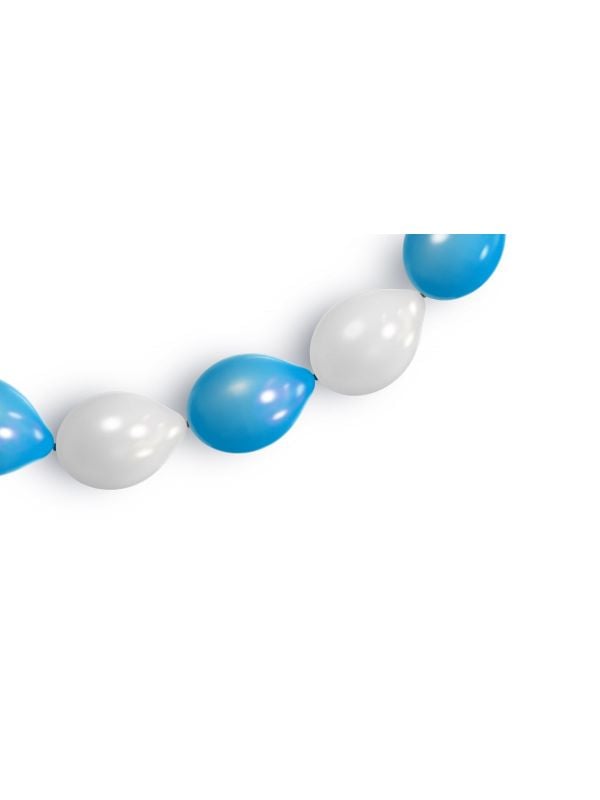Blauw witte ballonnenslinger knoopballon 3 meter
