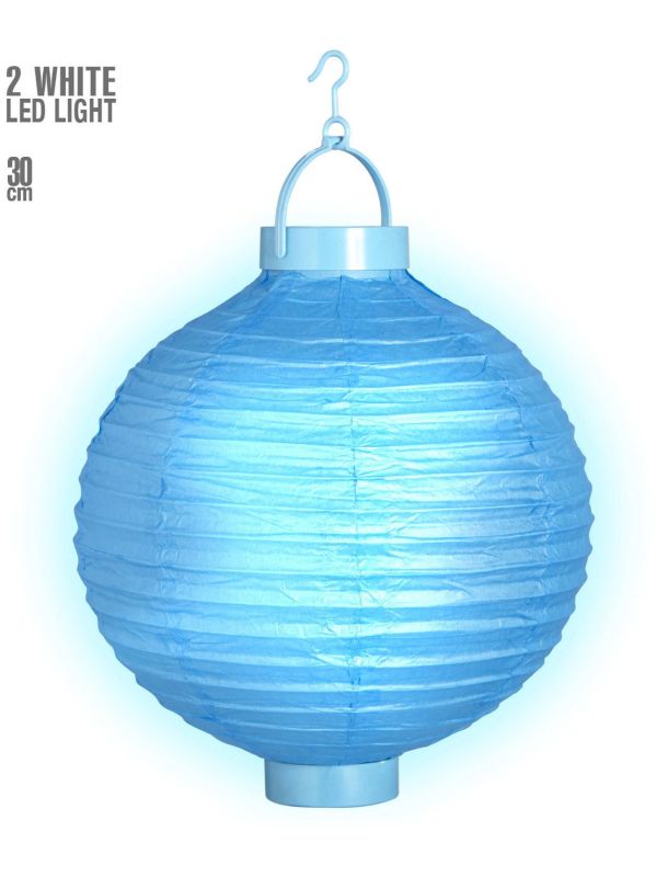 Blauwe lampion met 2 witte LED lichten main product photo