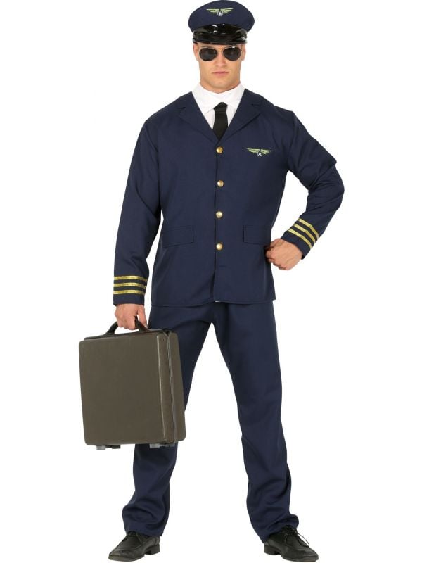 Blauwe outfit piloot mannen