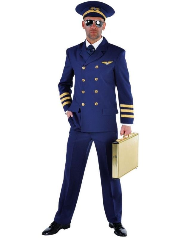 Blauwe piloten outfit heren main product photo