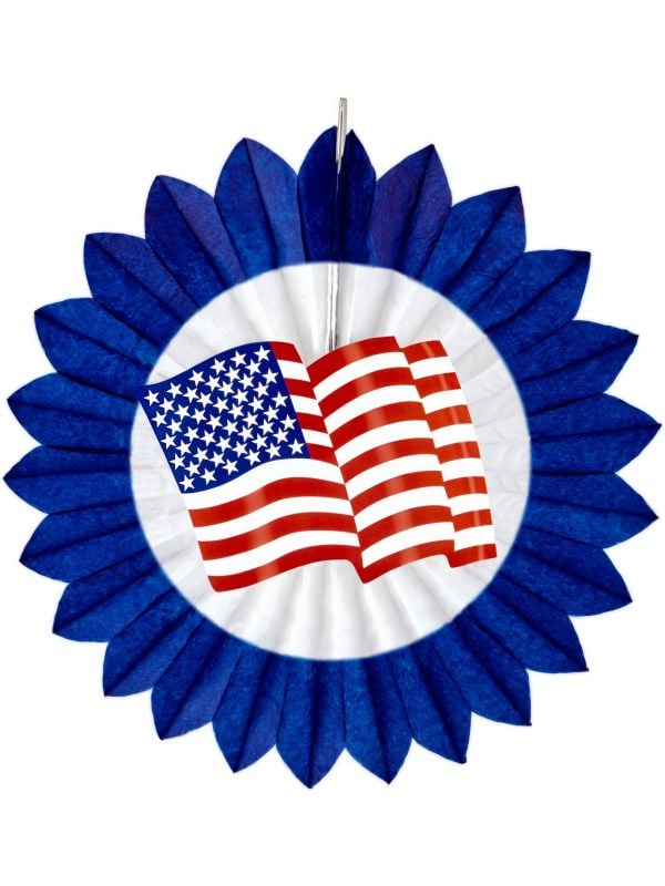 Blauwe waaier met amerikaanse vlag