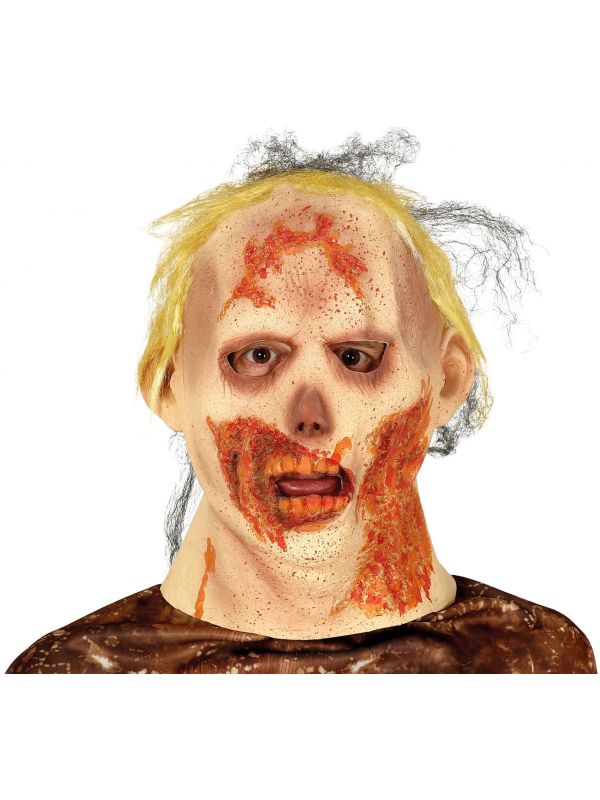 Bloederig zombie masker met haar