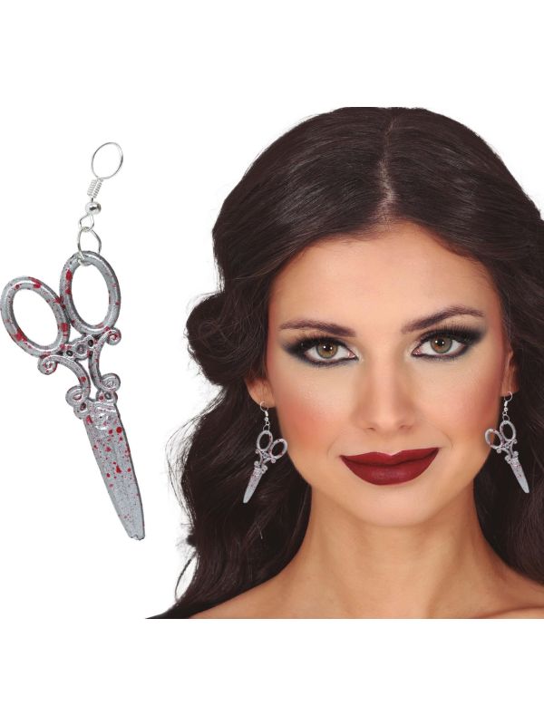 Bloederige schaar oorbellen set halloween main product photo
