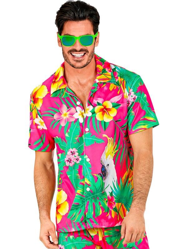 Bloemen Hawaii blouse roze mannen