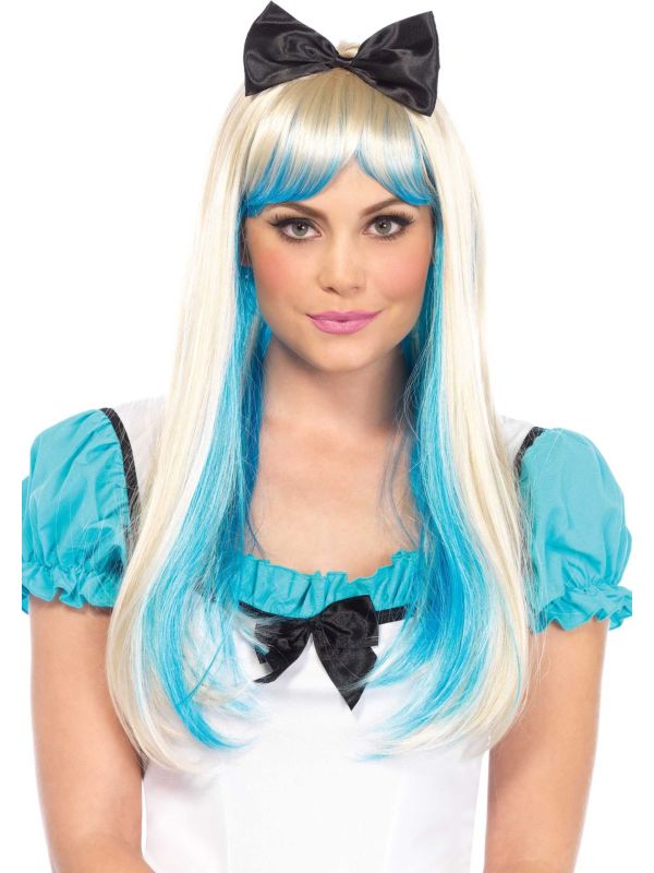 Blond blauwe Alice pruik main product photo