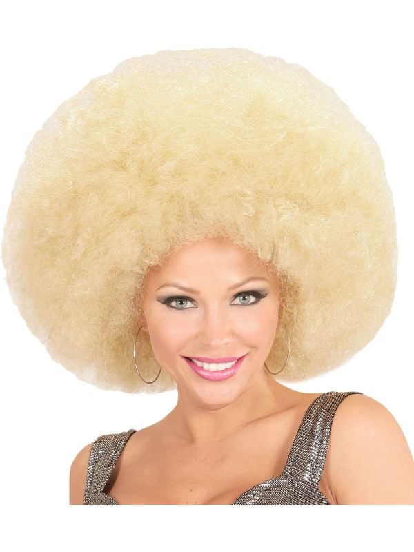 Blonde afro pruik extra groot