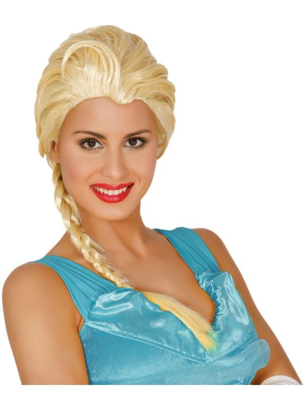 Blonde pruik Frozen met vlecht