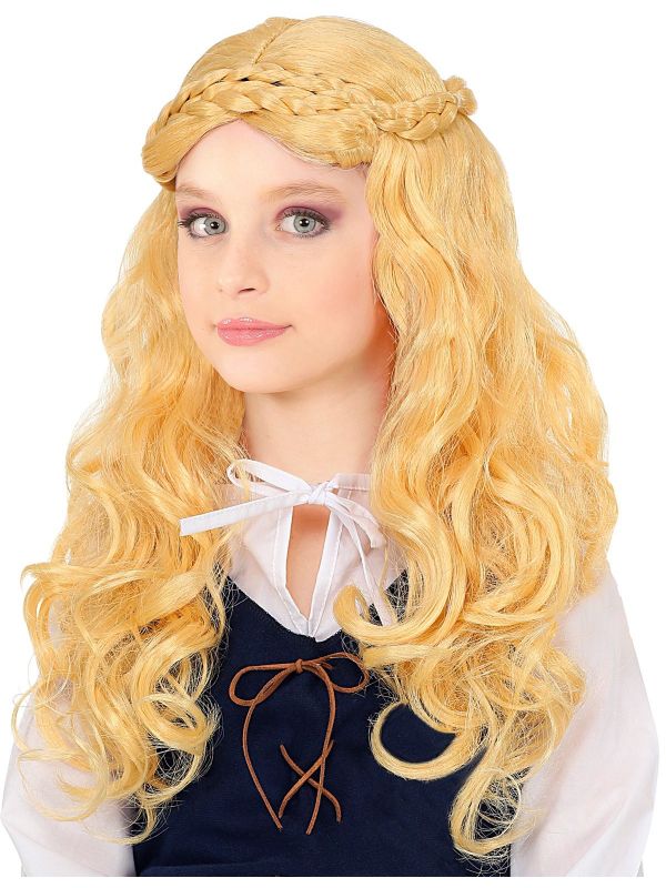 Blonde pruik middeleeuwen meisje