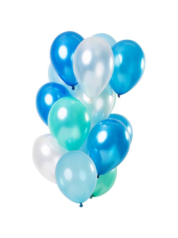 Blue azure metallic ballonnen 15 stuks