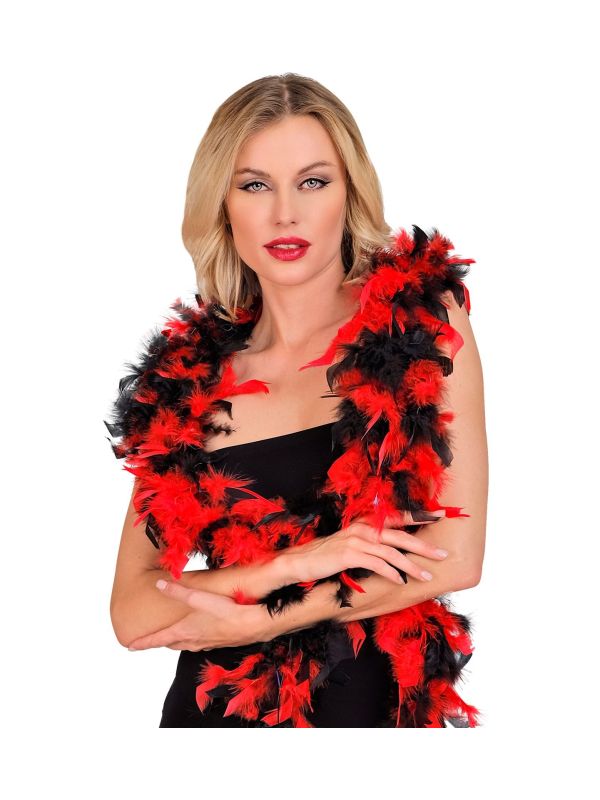 Boa met lange veren rood zwart main product photo