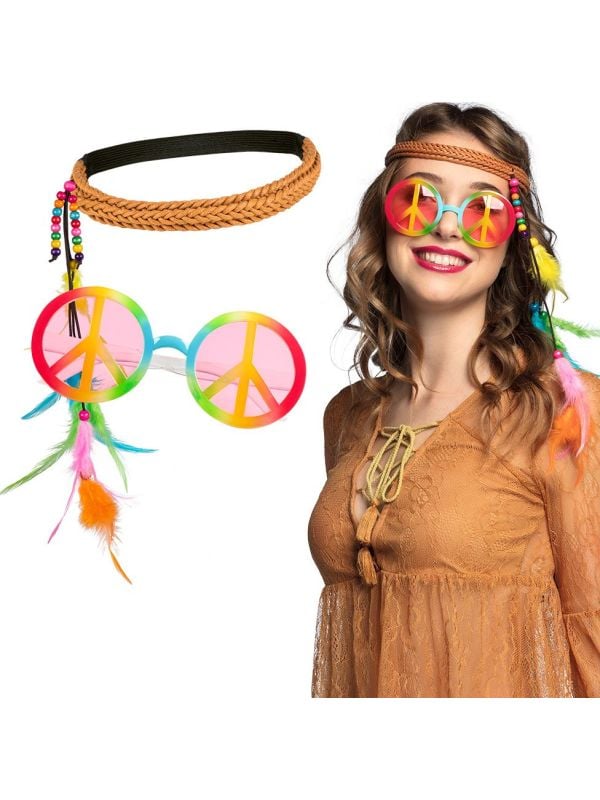 Bohemian hippie veren hoofdband en bril