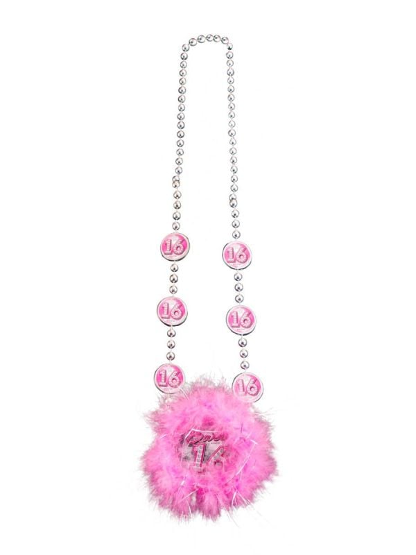 Bonte roze Sweet 16 ketting