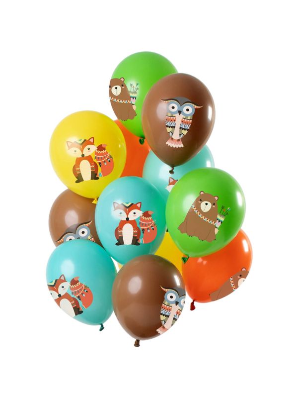 Bosdieren ballonnen meerkleurig 12 stuks